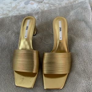 Gold Zara mules